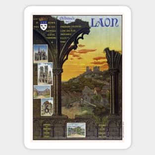 Laon France Vintage Travel Poster 1912 Sticker